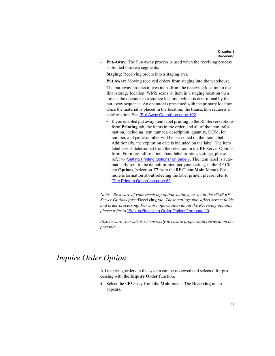 Inquire order option | IntelliTrack WMS – Warehouse Management System User Manual | Page 103 / 160