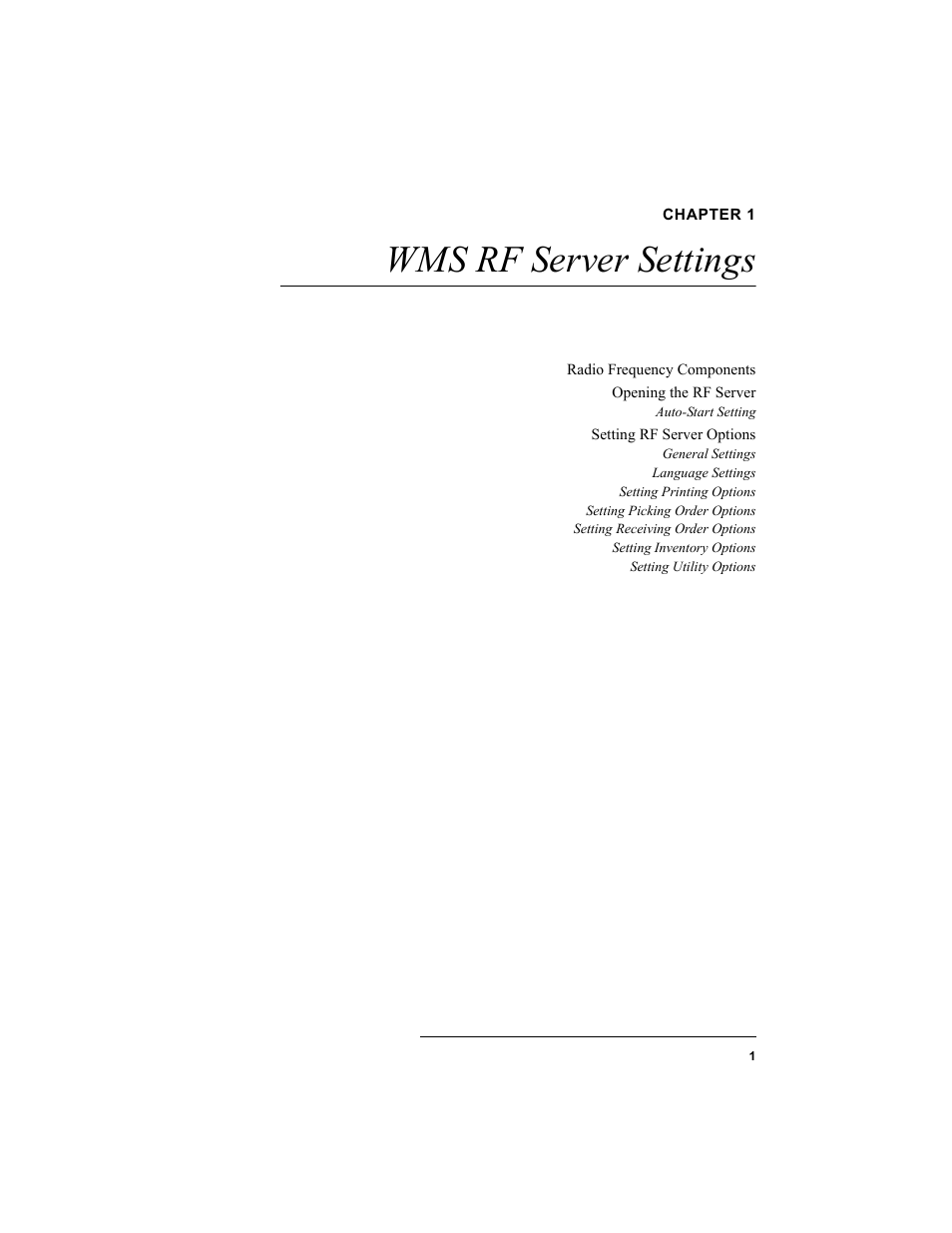 Chapter 1, Wms rf server settings, Chapter 1: wms rf server settings | IntelliTrack WMS – Warehouse Management System User Manual | Page 11 / 160