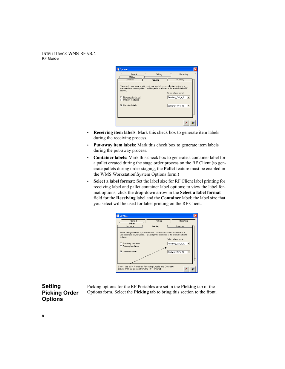 Setting picking order options | IntelliTrack WMS – Warehouse Management System User Manual | Page 18 / 160