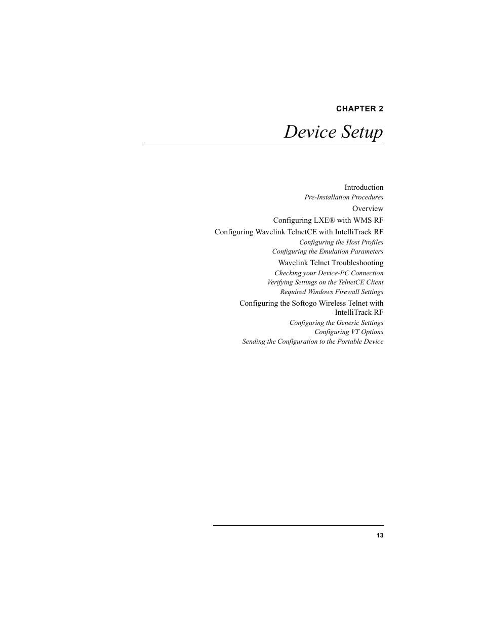 Chapter 2, Device setup, Chapter 2: device setup | IntelliTrack WMS – Warehouse Management System User Manual | Page 23 / 160