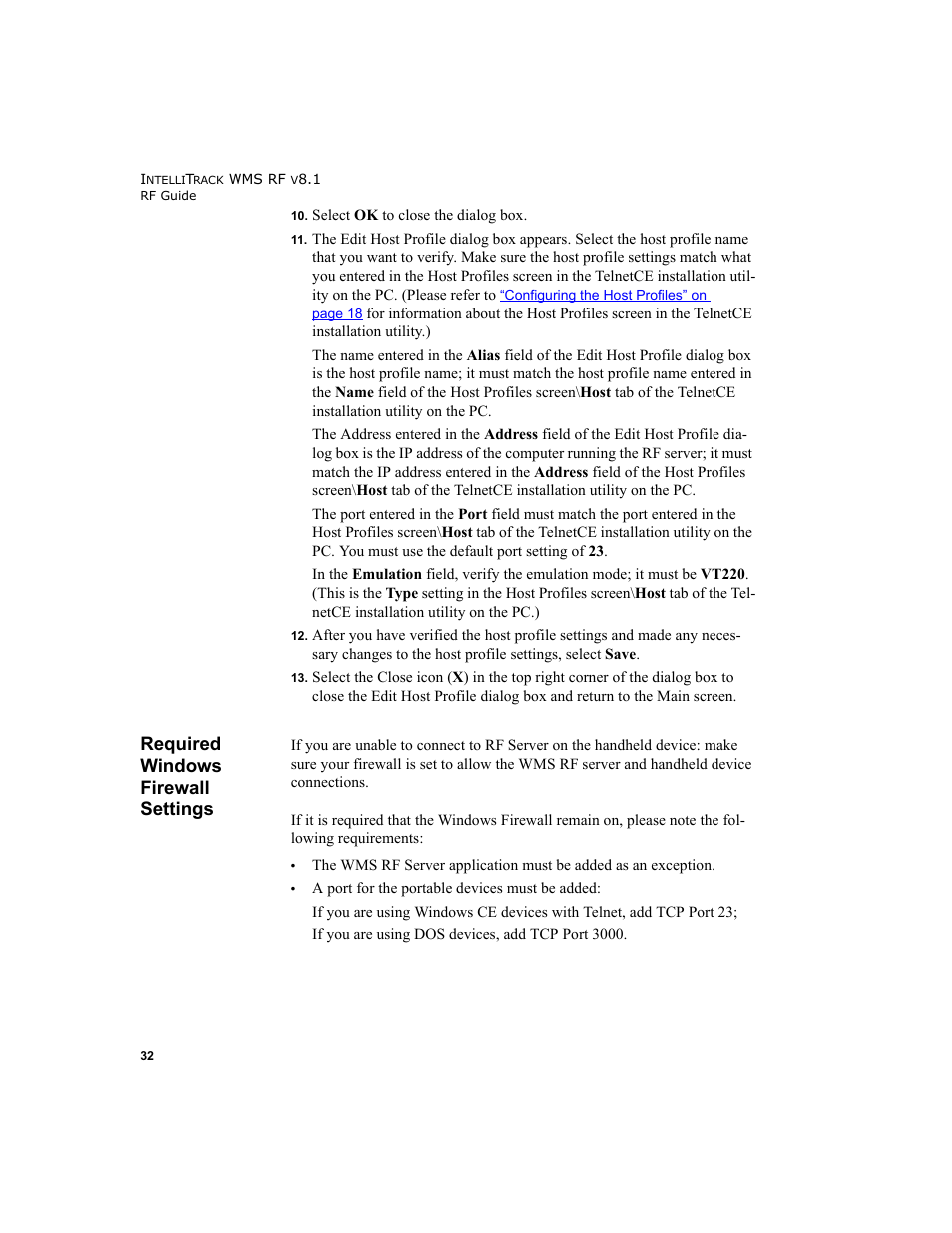 Required windows firewall settings | IntelliTrack WMS – Warehouse Management System User Manual | Page 42 / 160