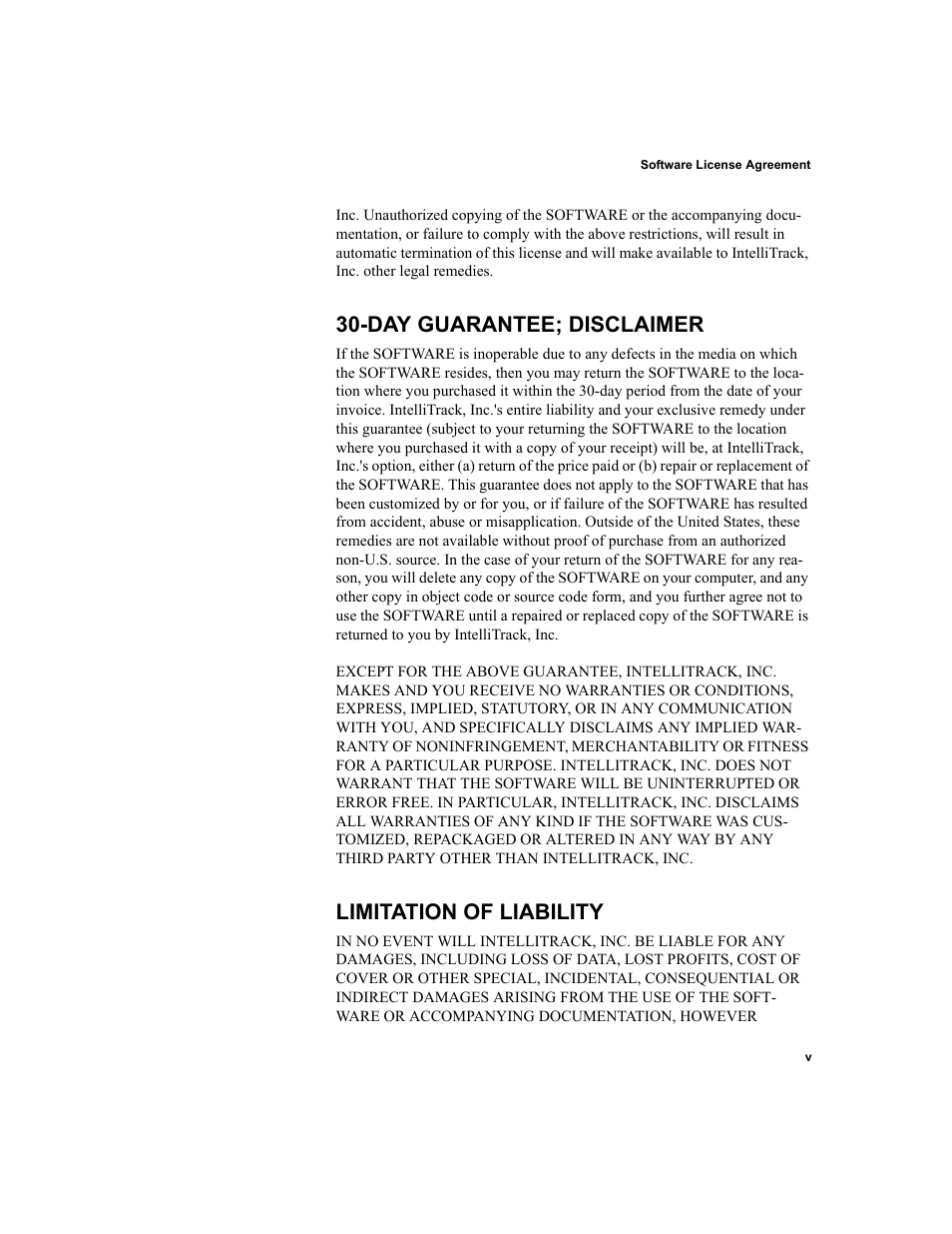 Day guarantee; disclaimer, Limitation of liability | IntelliTrack WMS – Warehouse Management System User Manual | Page 5 / 160