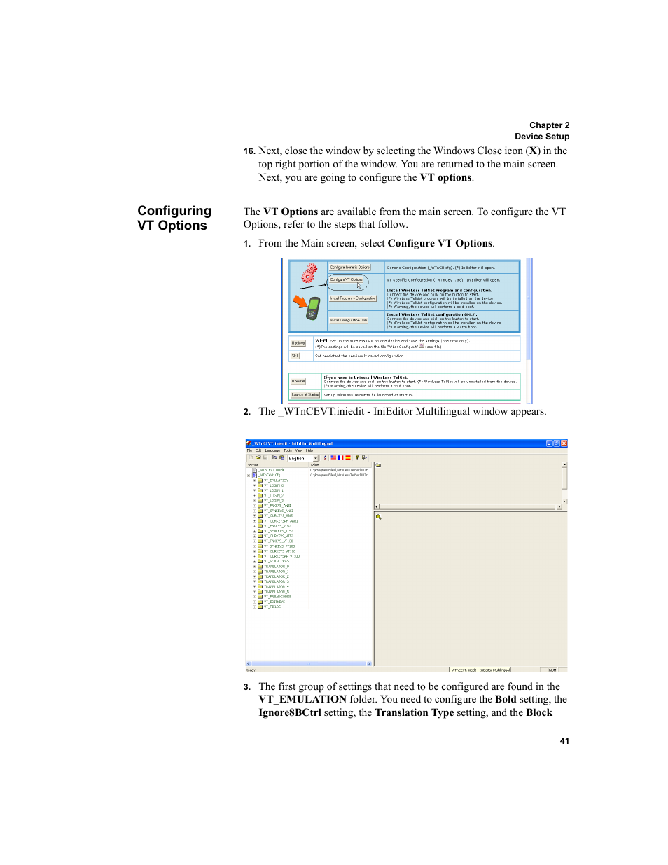 Configuring vt options | IntelliTrack WMS – Warehouse Management System User Manual | Page 51 / 160