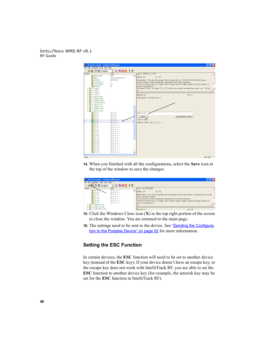 Setting the esc function | IntelliTrack WMS – Warehouse Management System User Manual | Page 58 / 160