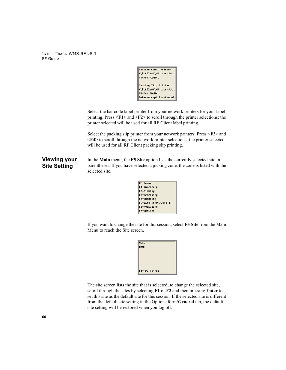 Viewing your site setting | IntelliTrack WMS – Warehouse Management System User Manual | Page 70 / 160