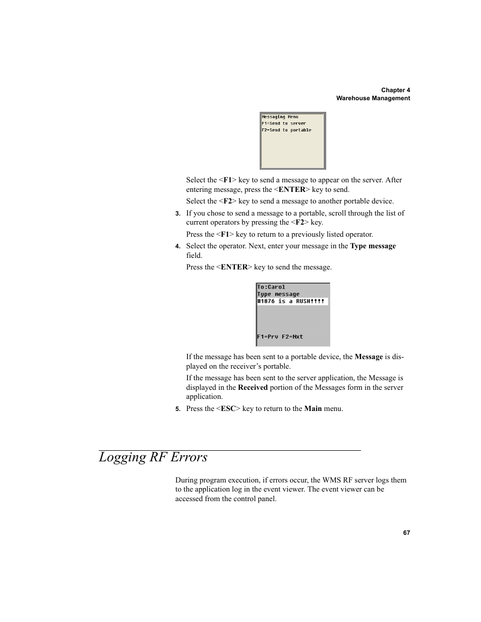 Logging rf errors | IntelliTrack WMS – Warehouse Management System User Manual | Page 77 / 160
