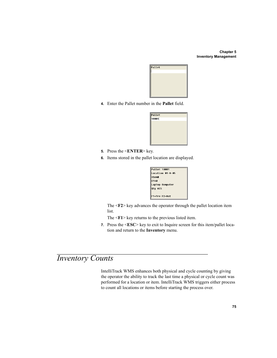Inventory counts | IntelliTrack WMS – Warehouse Management System User Manual | Page 85 / 160