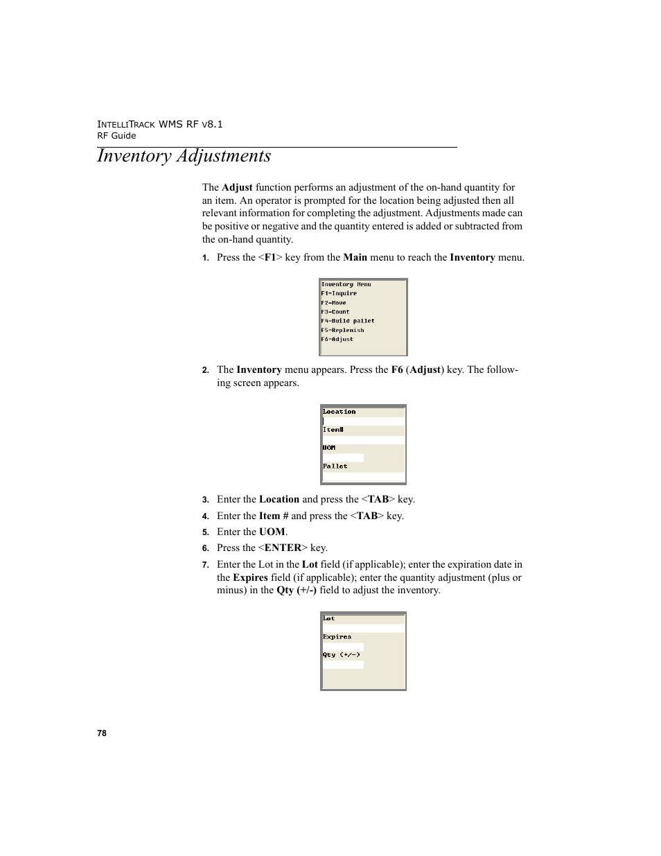Inventory adjustments | IntelliTrack WMS – Warehouse Management System User Manual | Page 88 / 160