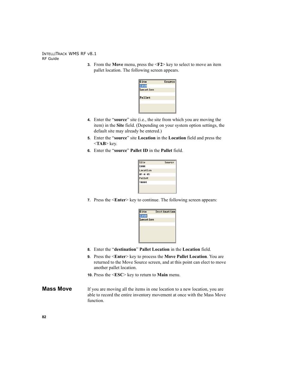 Mass move | IntelliTrack WMS – Warehouse Management System User Manual | Page 92 / 160