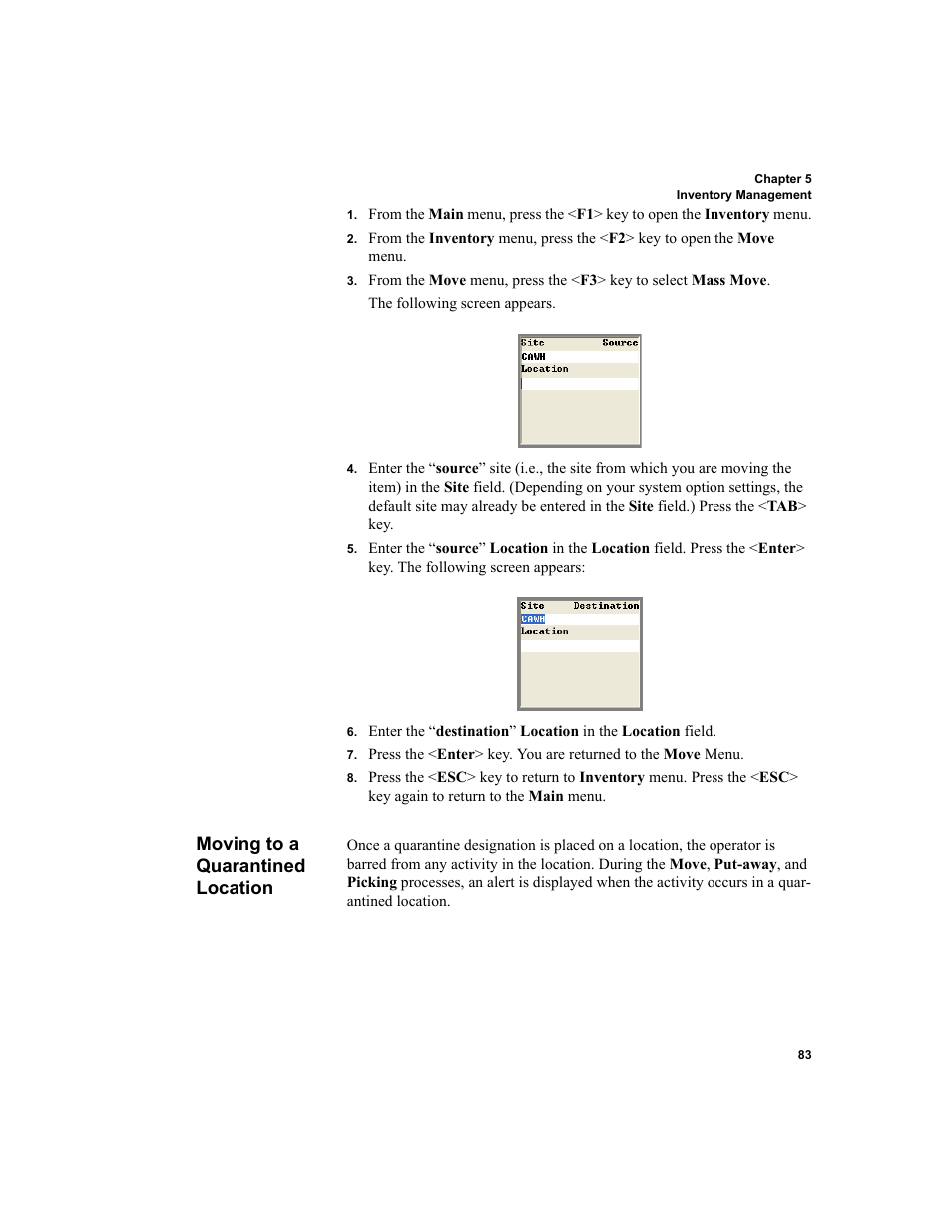 Moving to a quarantined location | IntelliTrack WMS – Warehouse Management System User Manual | Page 93 / 160