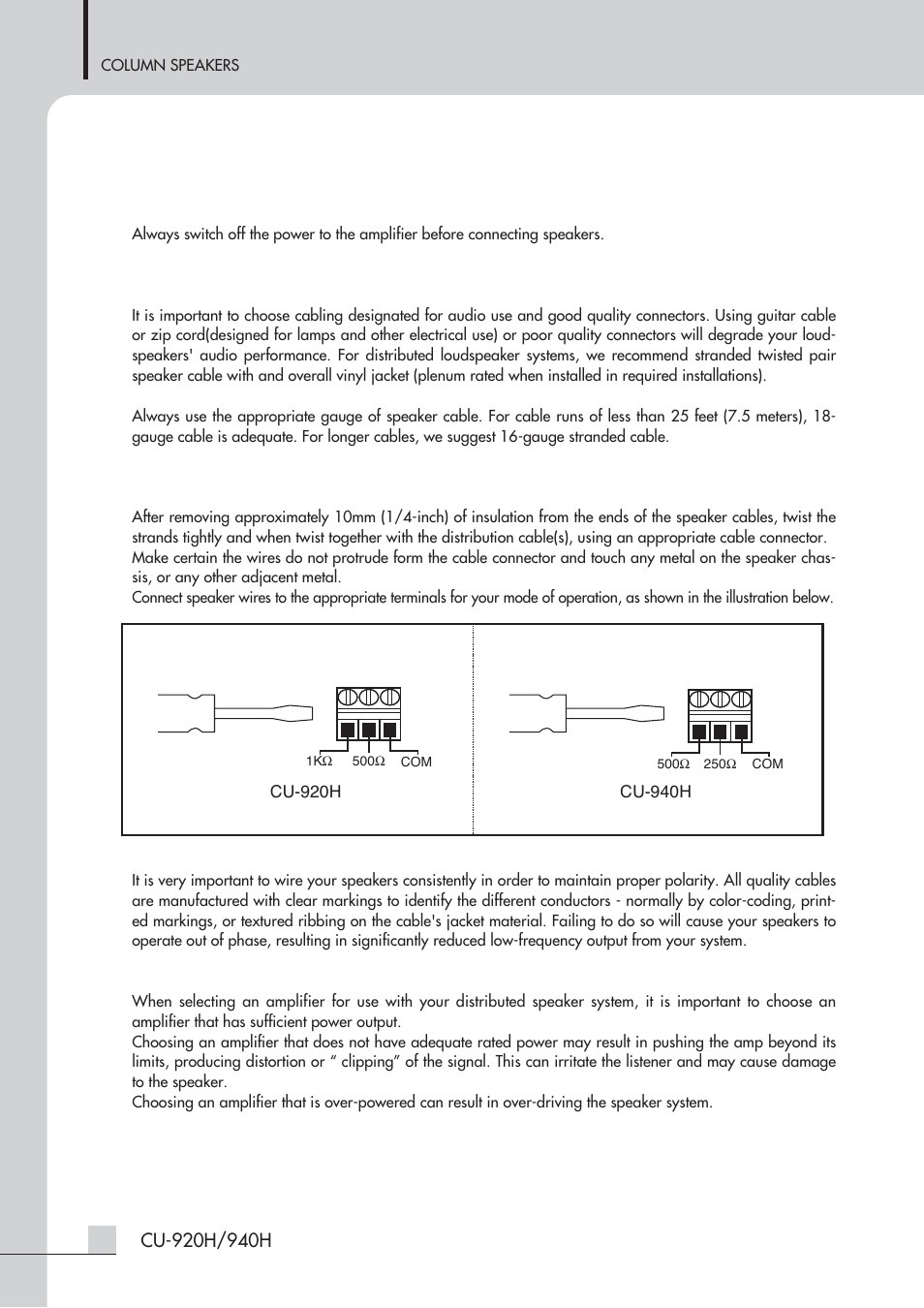 Connecting your speaker system | Inter-M CU-940H User Manual | Page 15 / 22