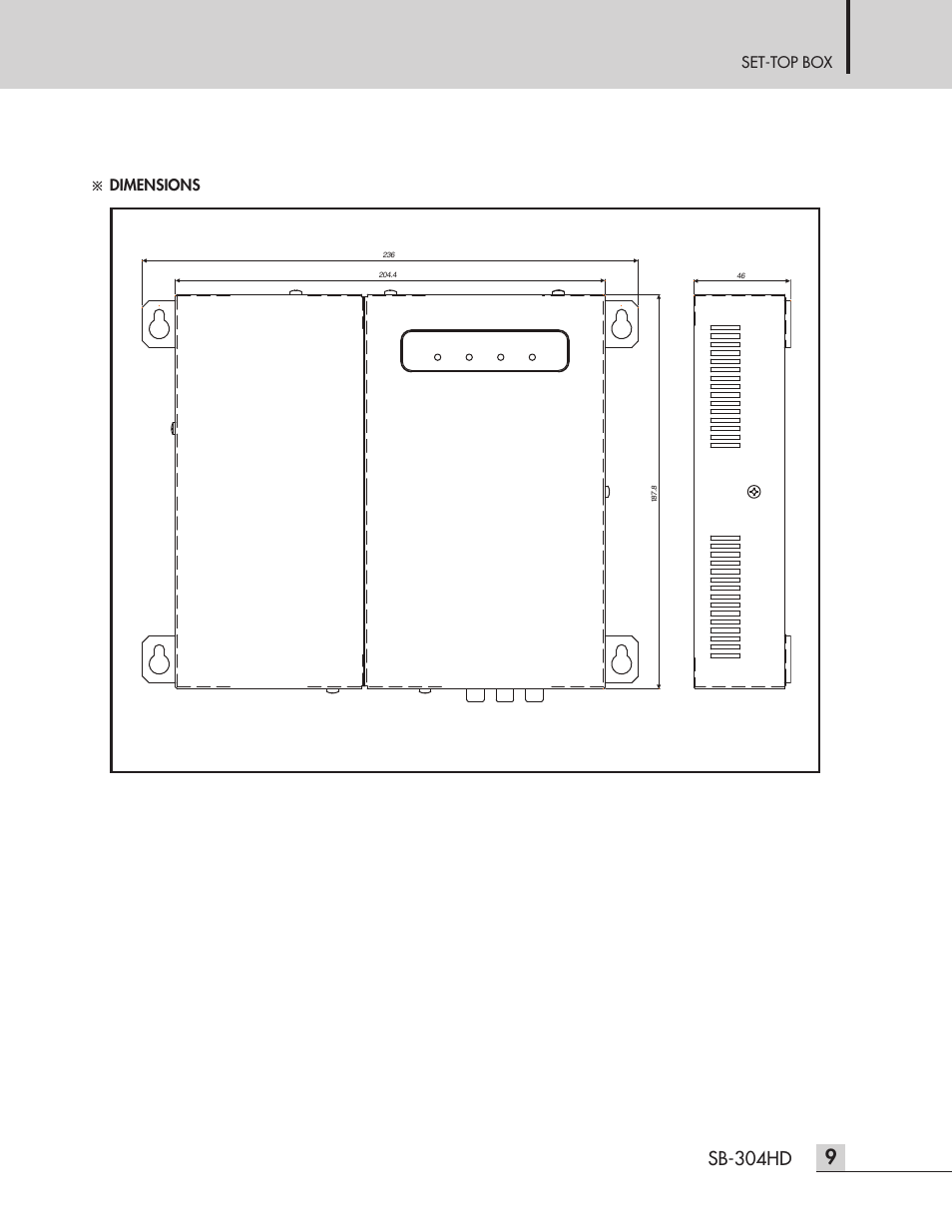 Sb-304hd, Set-top box, Dimensions | Inter-M SB-304HD User Manual | Page 11 / 15