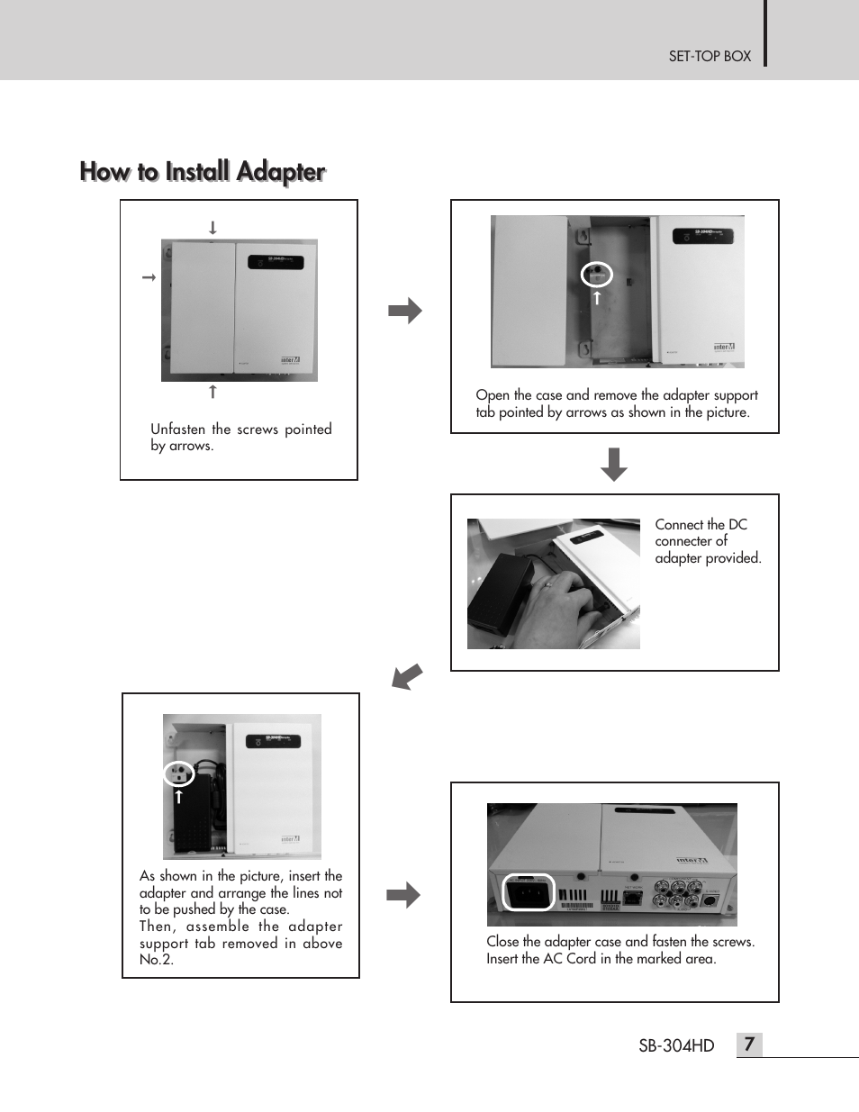How to install adapter | Inter-M SB-304HD User Manual | Page 9 / 15