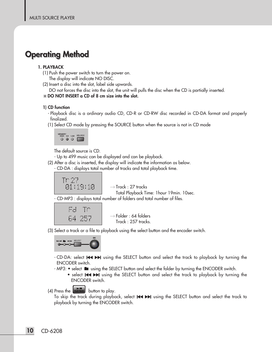 Operating method | Inter-M CD-6208 User Manual | Page 12 / 28