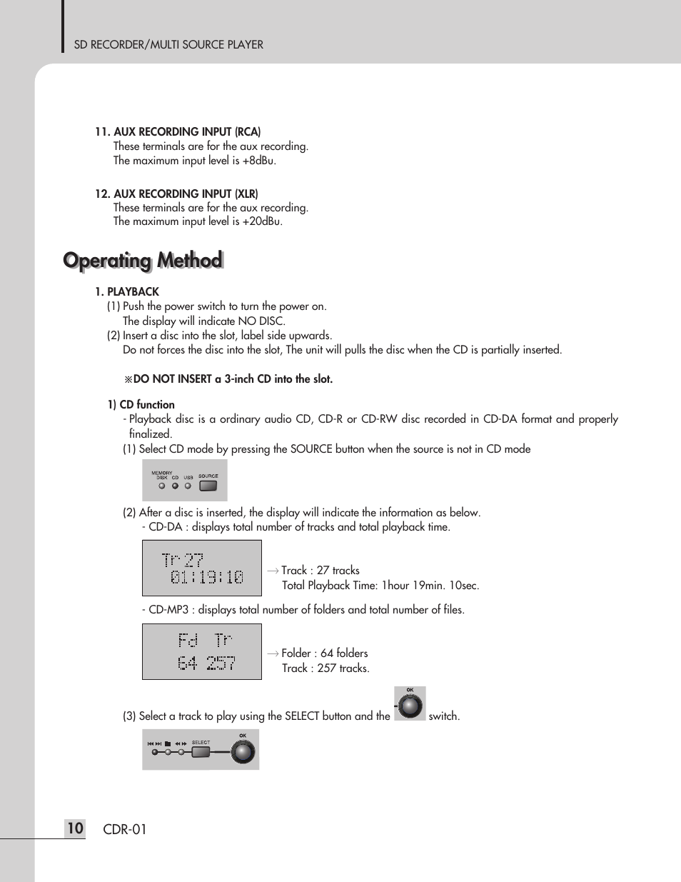 Operating method | Inter-M CDR-01 User Manual | Page 12 / 28