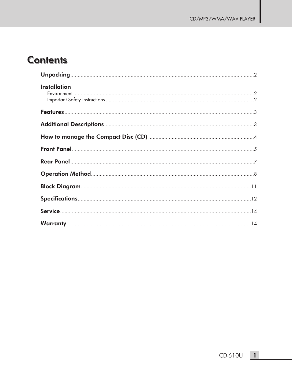 Inter-M CD-610U User Manual | Page 3 / 20