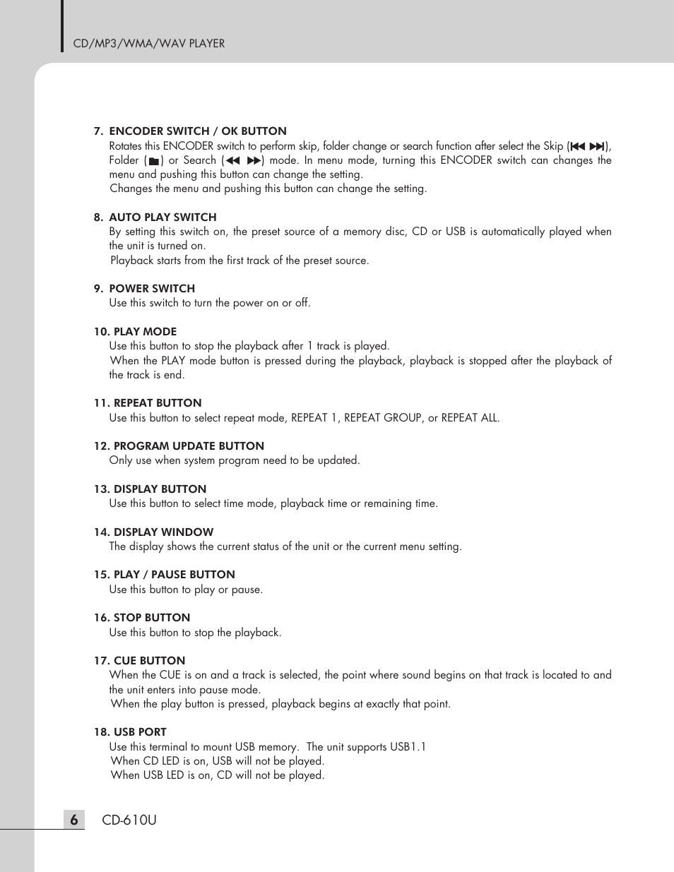 Inter-M CD-610U User Manual | Page 8 / 20