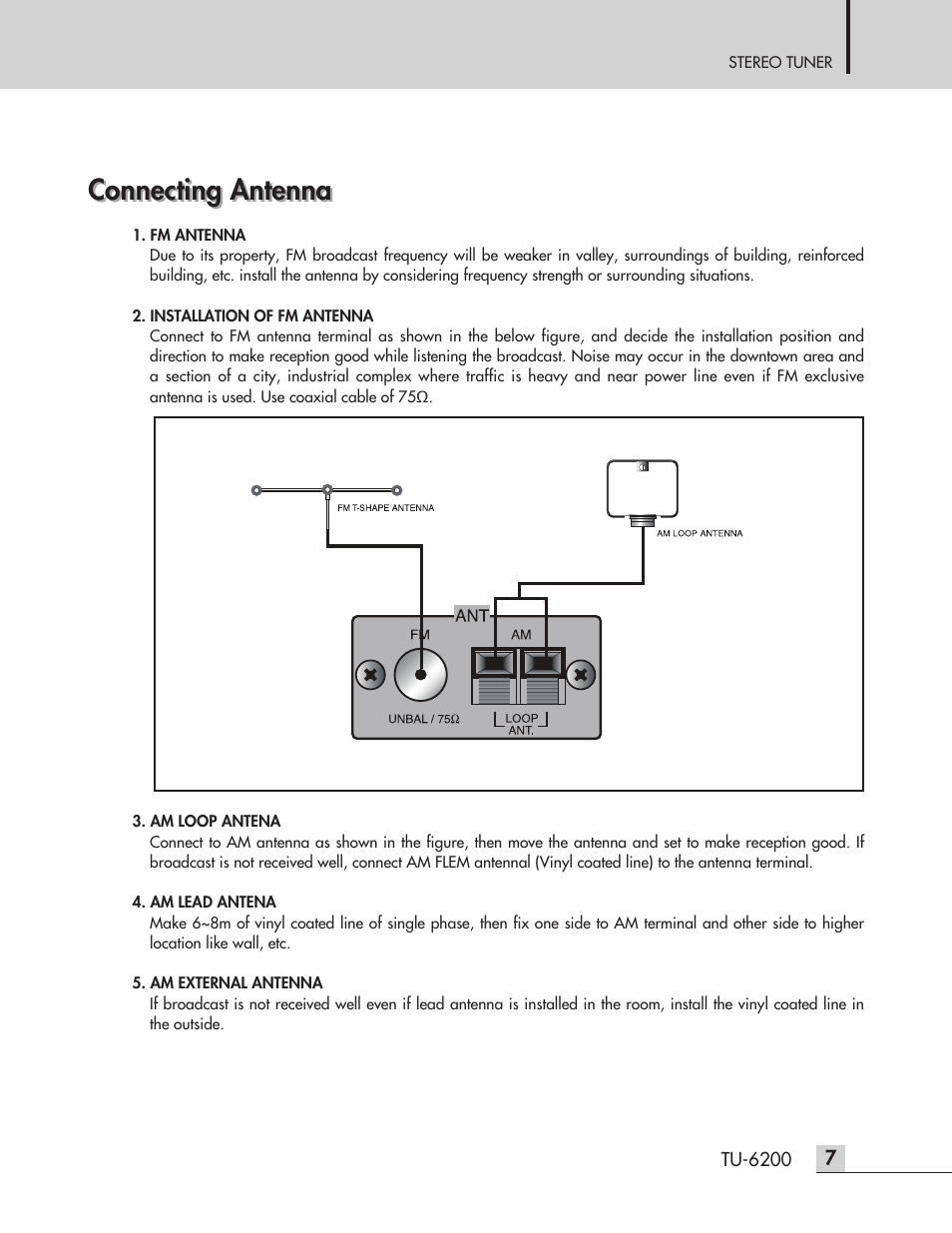 Connecting antenna | Inter-M TU-6200 User Manual | Page 9 / 16