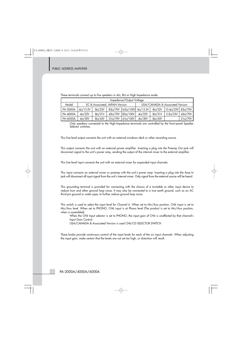 Inter-M PA-4000A User Manual | Page 11 / 16