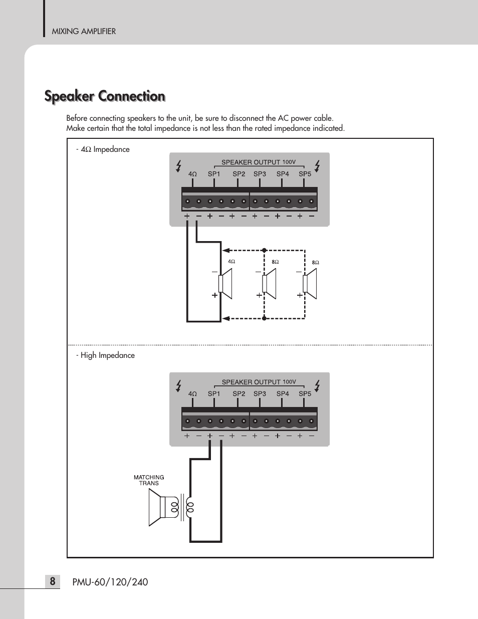 Speaker connection | Inter-M PMU-240 User Manual | Page 10 / 20