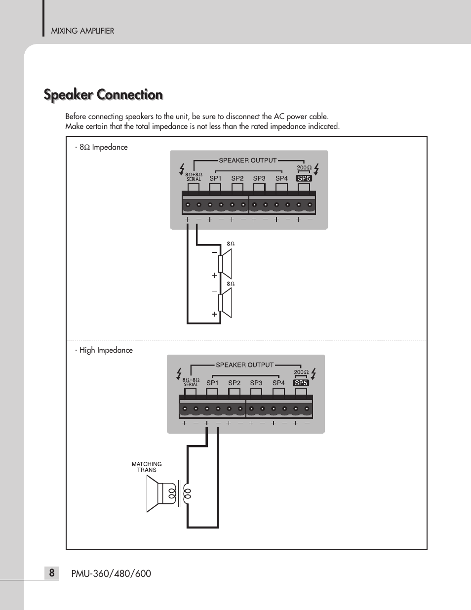 Speaker connection | Inter-M PMU-600 User Manual | Page 10 / 20