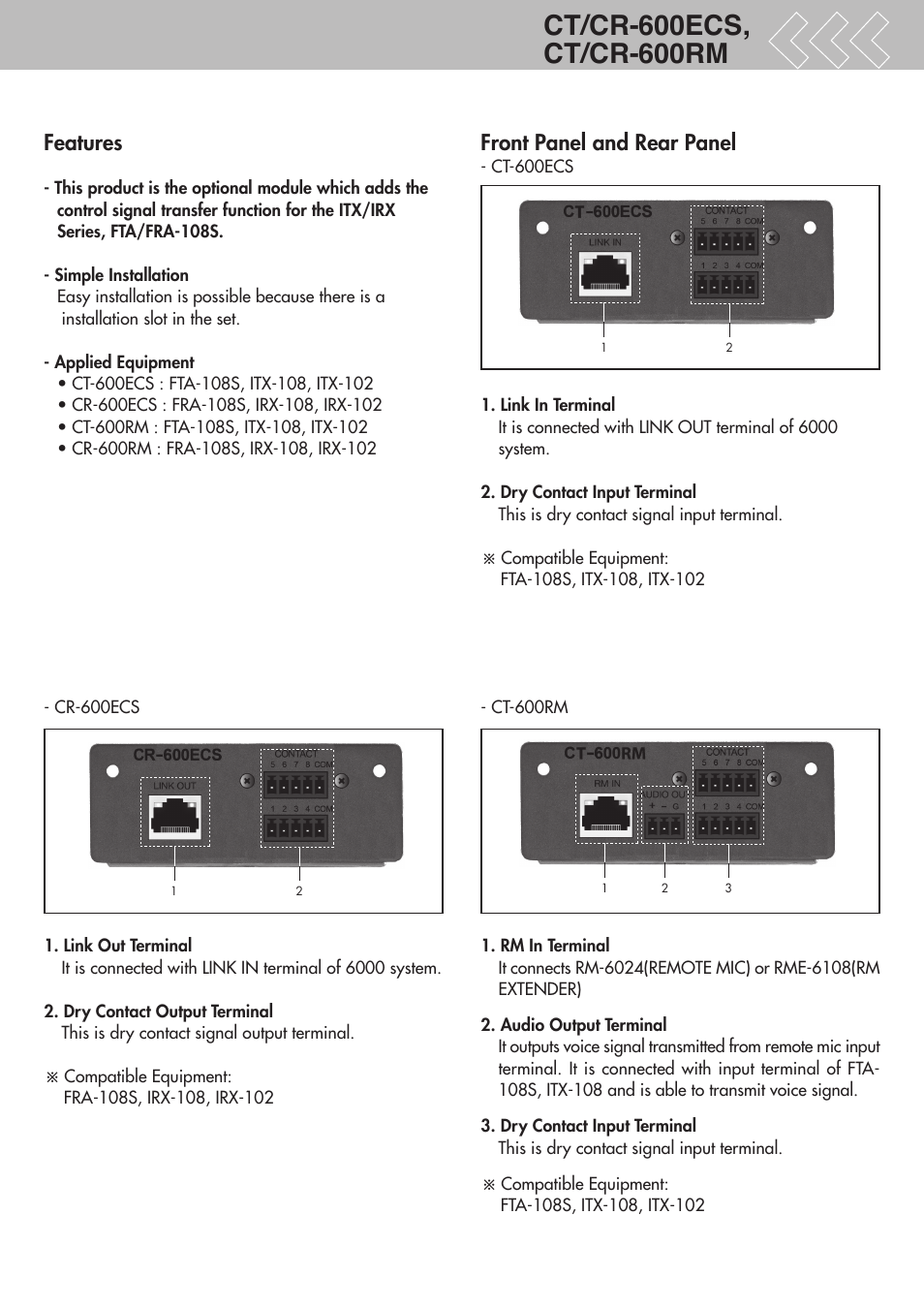 Inter-M CR-600RM User Manual | 2 pages