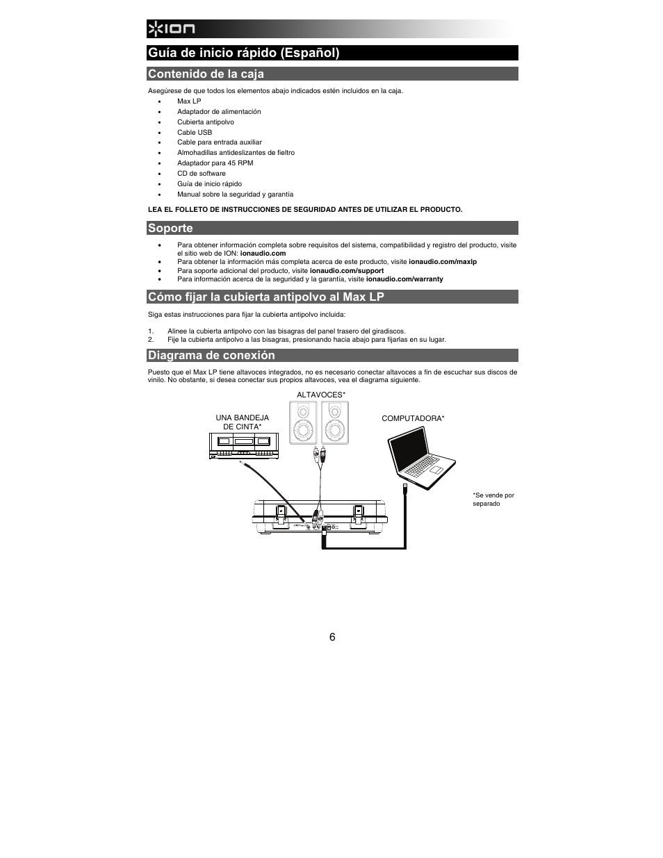 ION Audio Max LP User Manual | Page 6 / 28