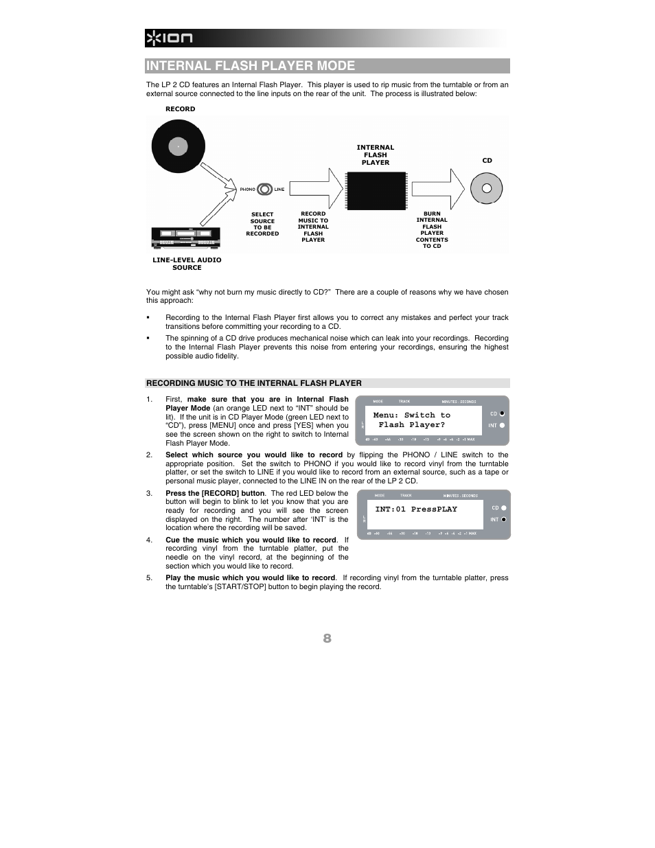 Internal flash player mode | ION Audio LP 2 CD User Manual | Page 10 / 92