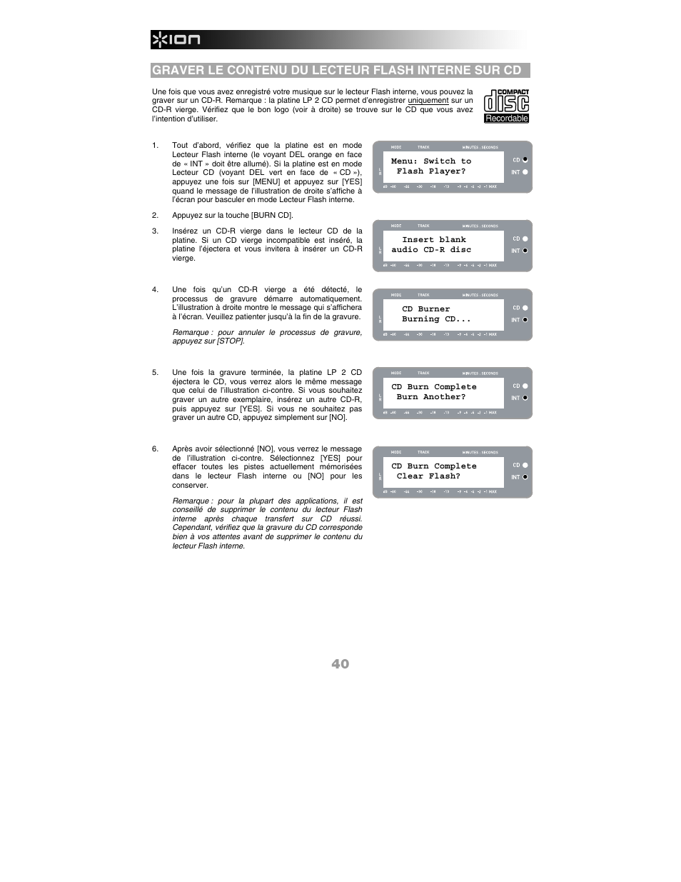 Graver le contenu du lecteur flash interne sur cd | ION Audio LP 2 CD User Manual | Page 42 / 92