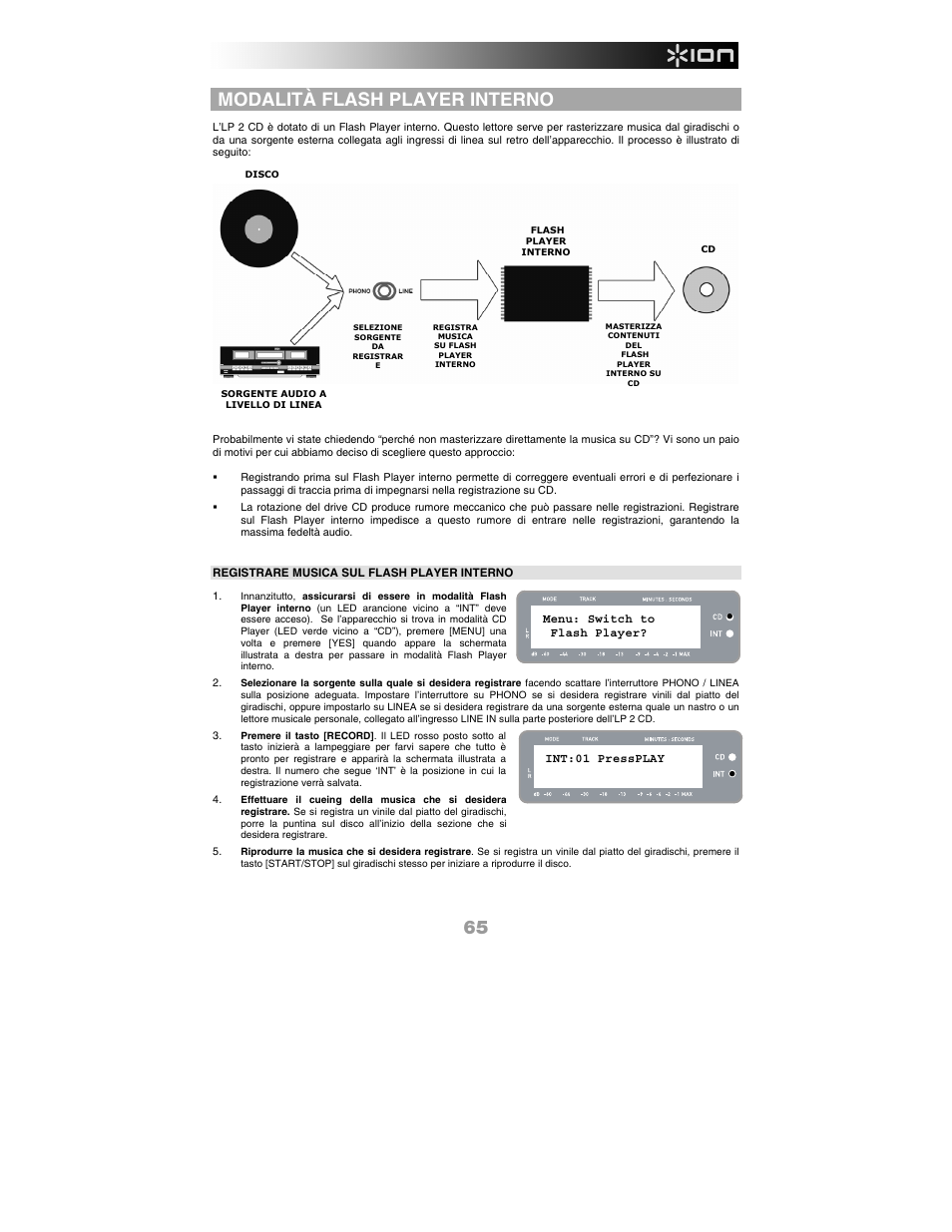 Modalità flash player interno | ION Audio LP 2 CD User Manual | Page 67 / 92