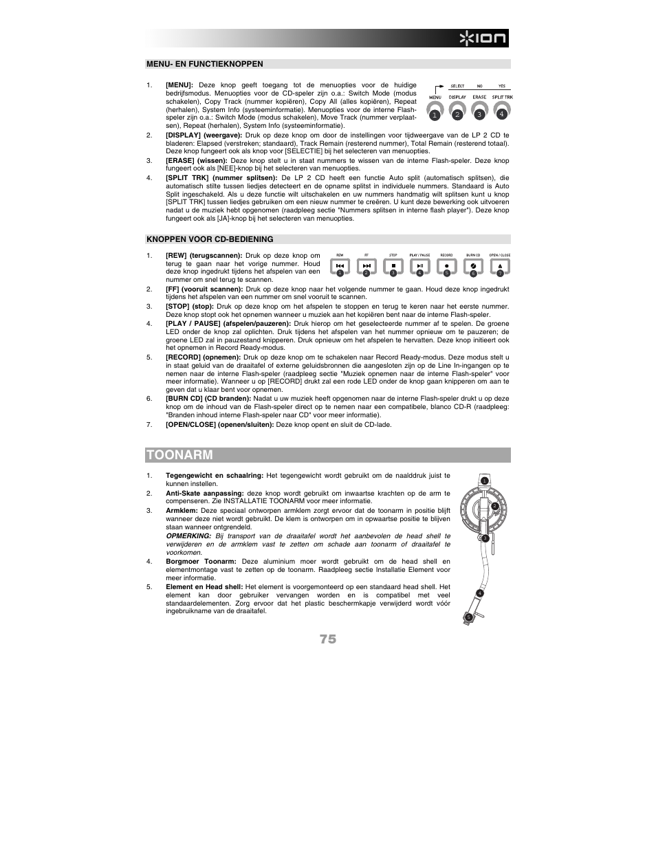 Toonarm | ION Audio LP 2 CD User Manual | Page 77 / 92