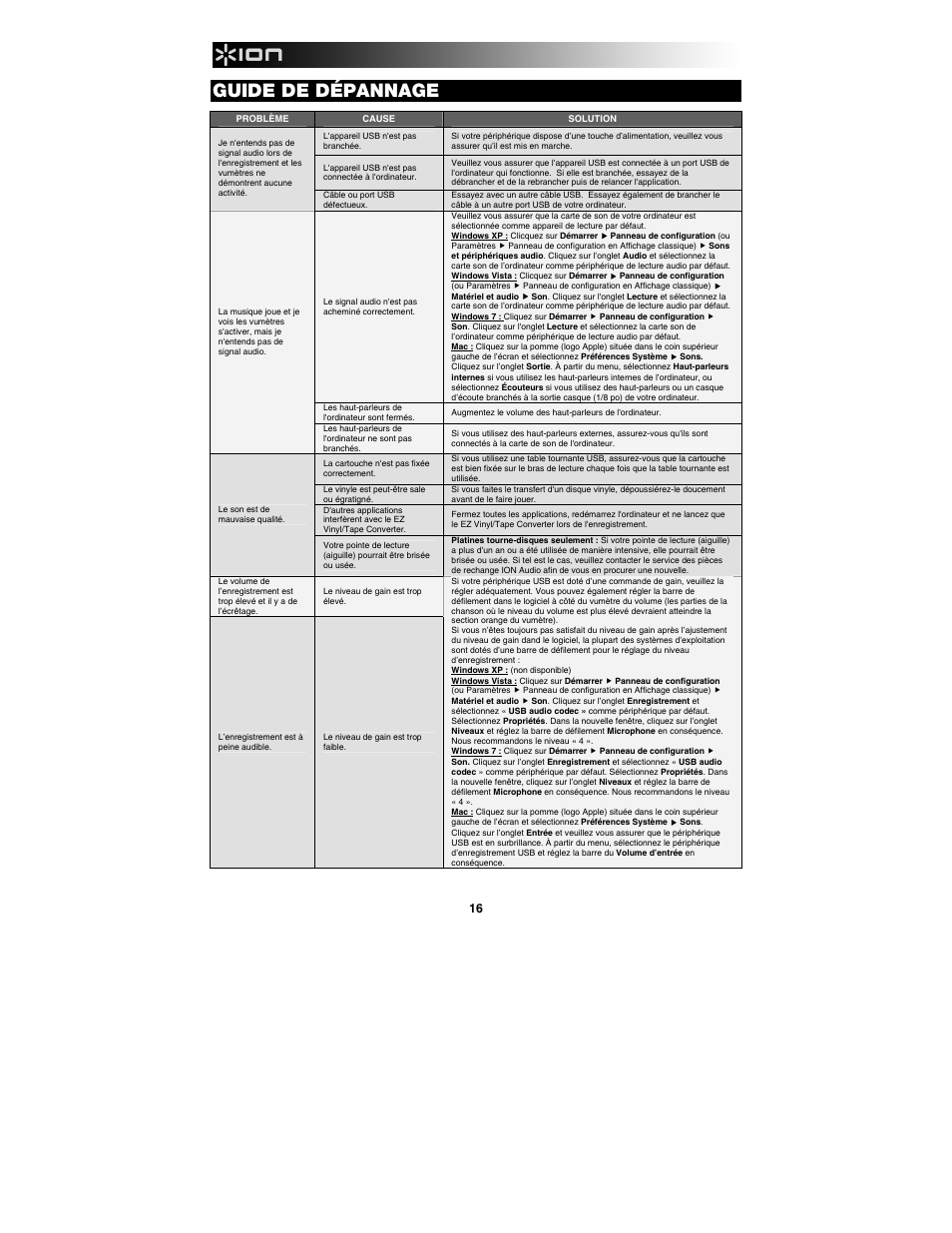 Guide de dépannage | ION Audio Tape Express + User Manual | Page 16 / 44