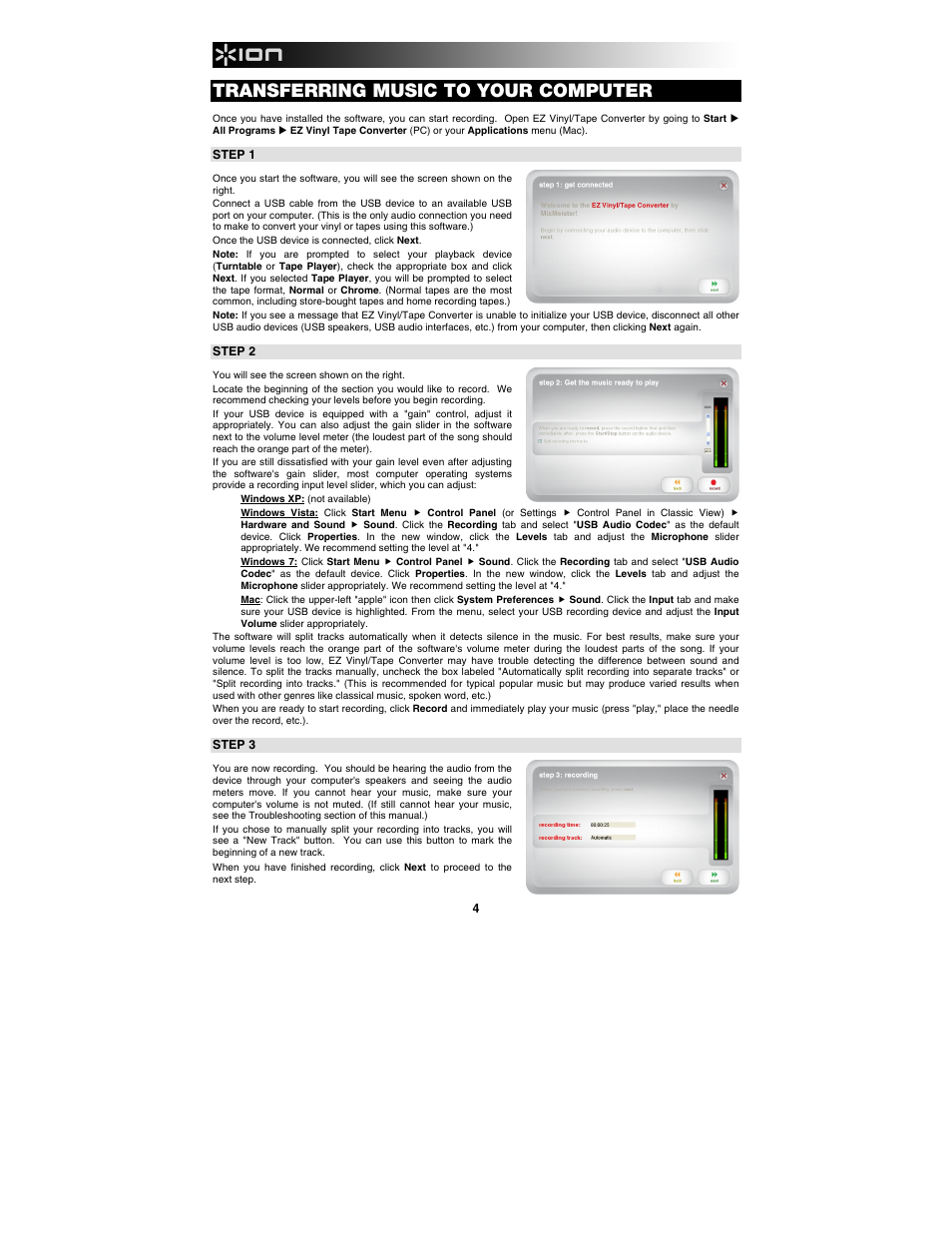 Transferring music to your computer | ION Audio Tape Express + User Manual | Page 4 / 44