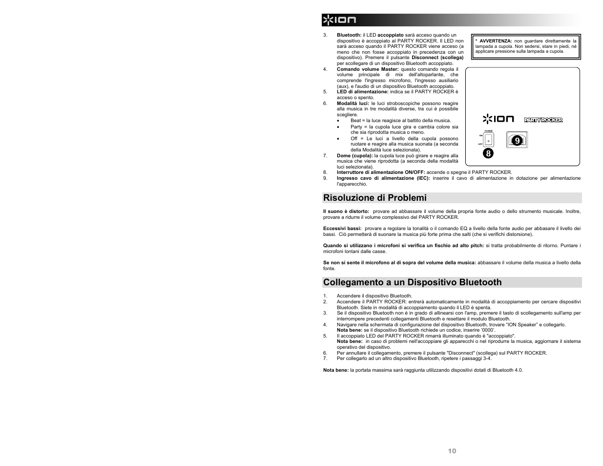 Risoluzione di problemi, Collegamento a un dispositivo bluetooth | ION Audio Party Rocker User Manual | Page 10 / 20