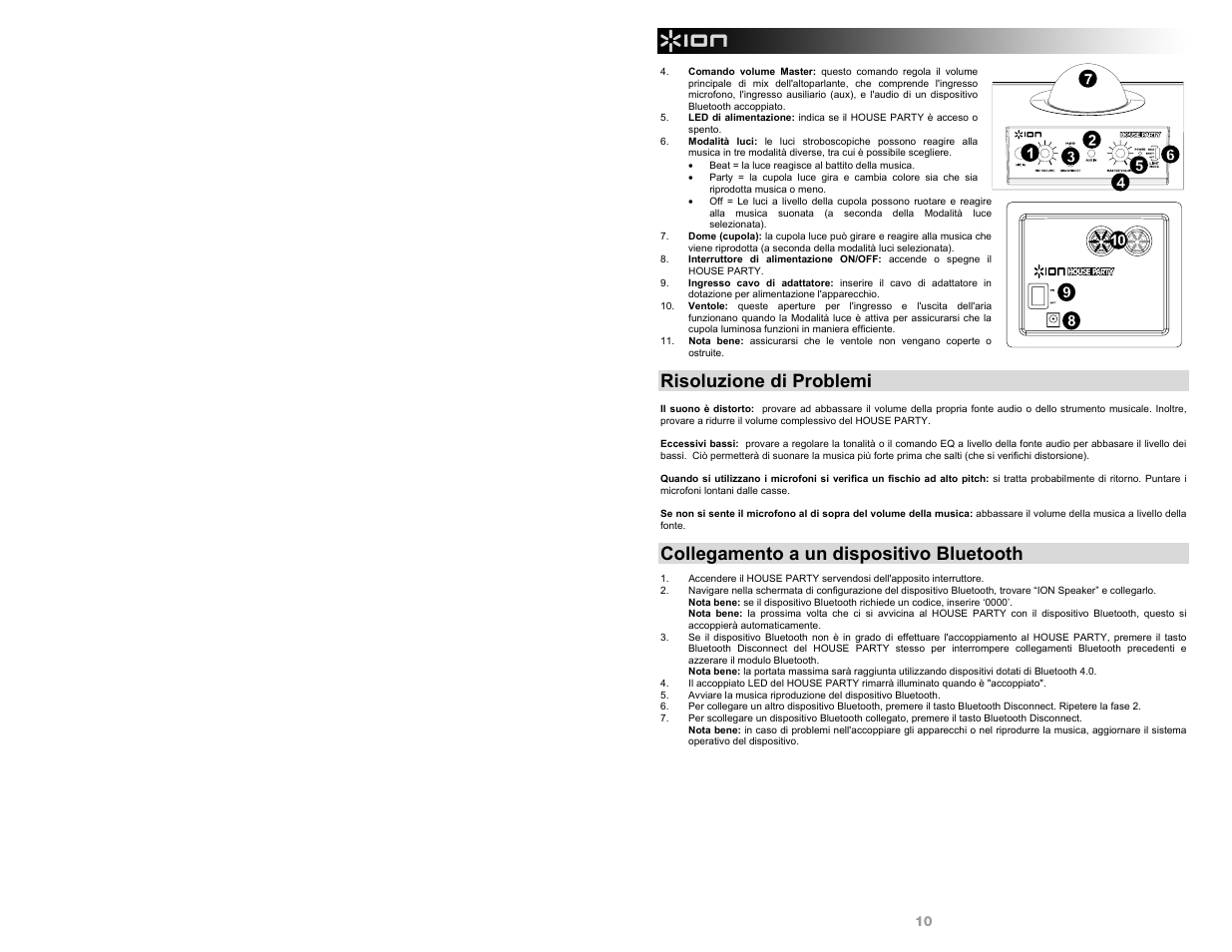 Risoluzione di problemi, Collegamento a un dispositivo bluetooth | ION Audio House Party User Manual | Page 10 / 20