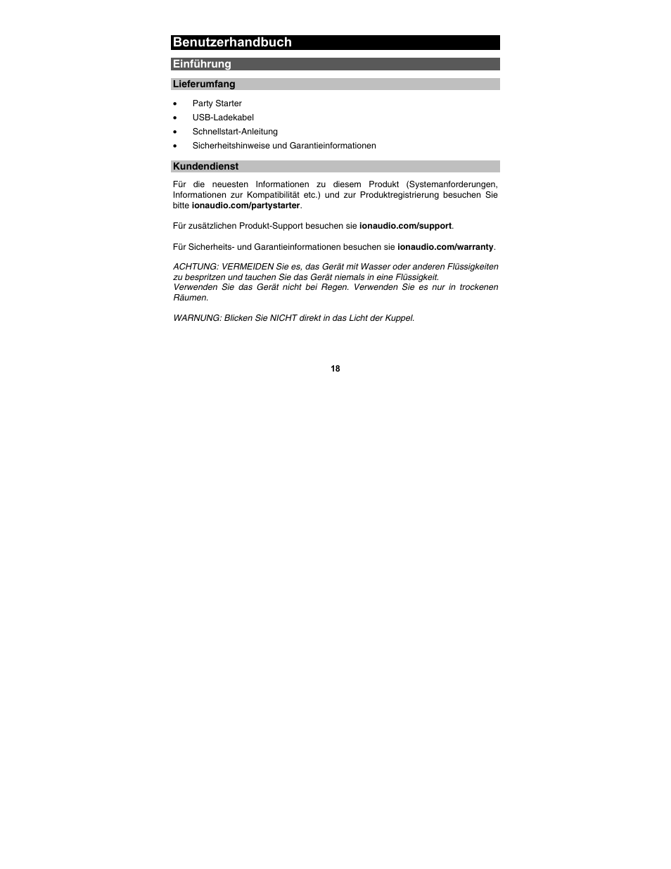 Benutzerhandbuch | ION Audio Party Starter User Manual | Page 18 / 36