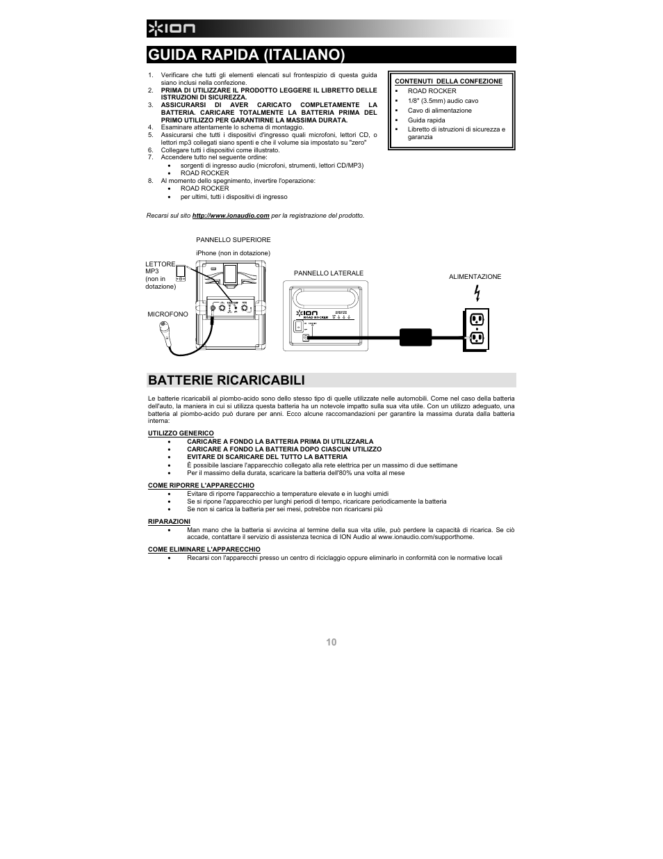 Guida rapida (italiano), Batterie ricaricabili | ION Audio Road Rocker User Manual | Page 10 / 20