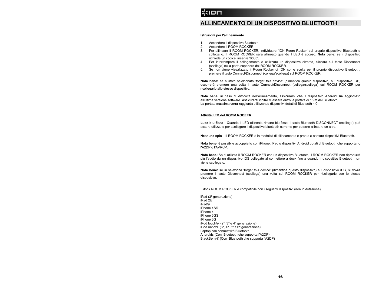 Allineamento di un dispositivo bluetooth | ION Audio Room Rocker User Manual | Page 16 / 28