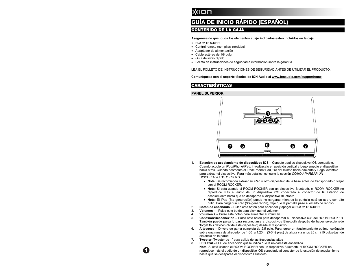 Guía de inicio rápido (español) | ION Audio Room Rocker User Manual | Page 6 / 28