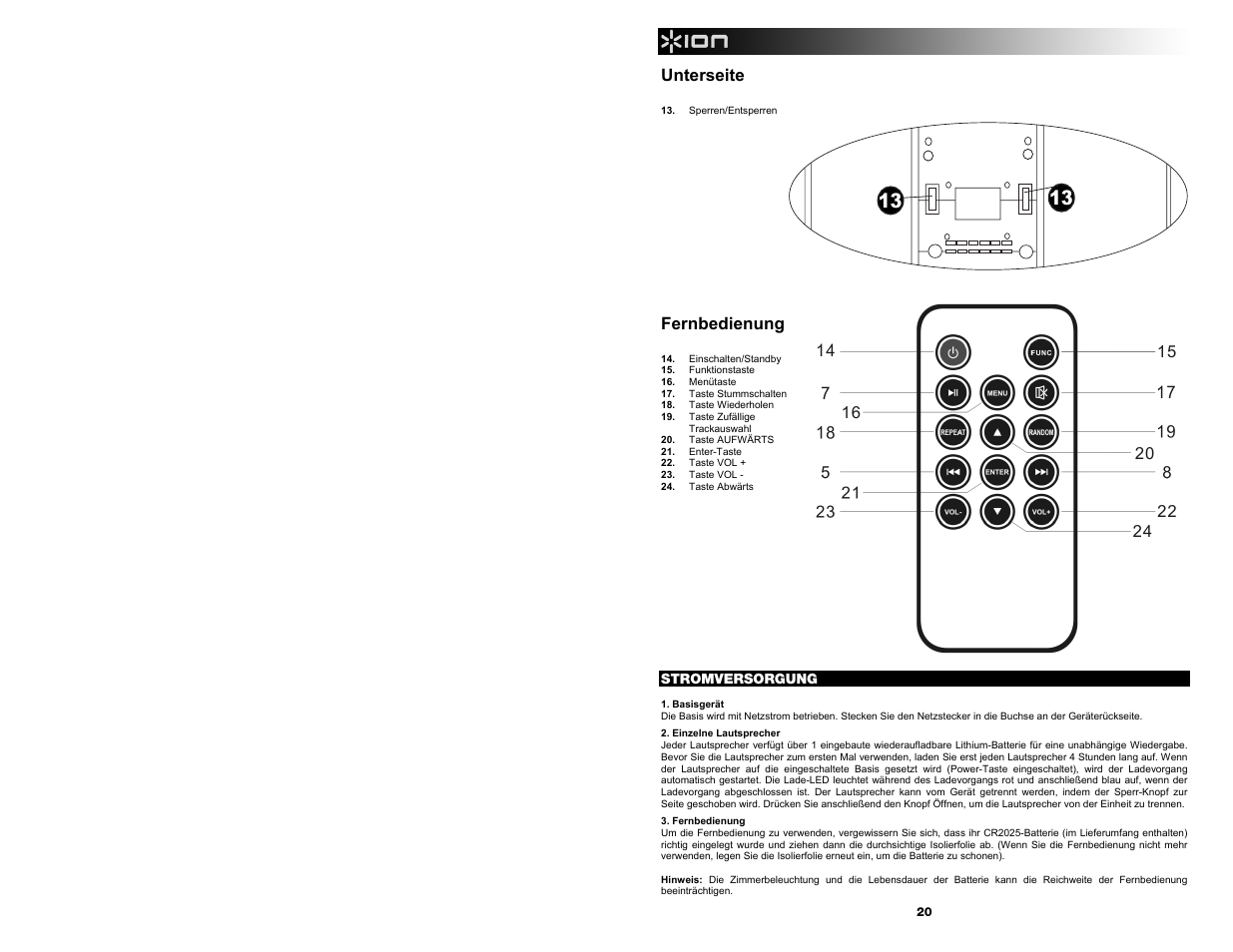 ION Audio Free Sound User Manual | Page 20 / 28