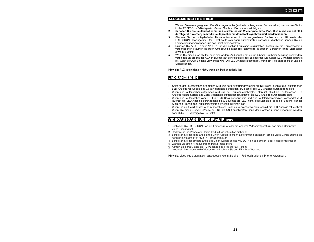 ION Audio Free Sound User Manual | Page 21 / 28