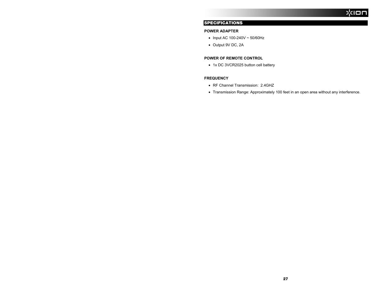 ION Audio Free Sound User Manual | Page 27 / 28