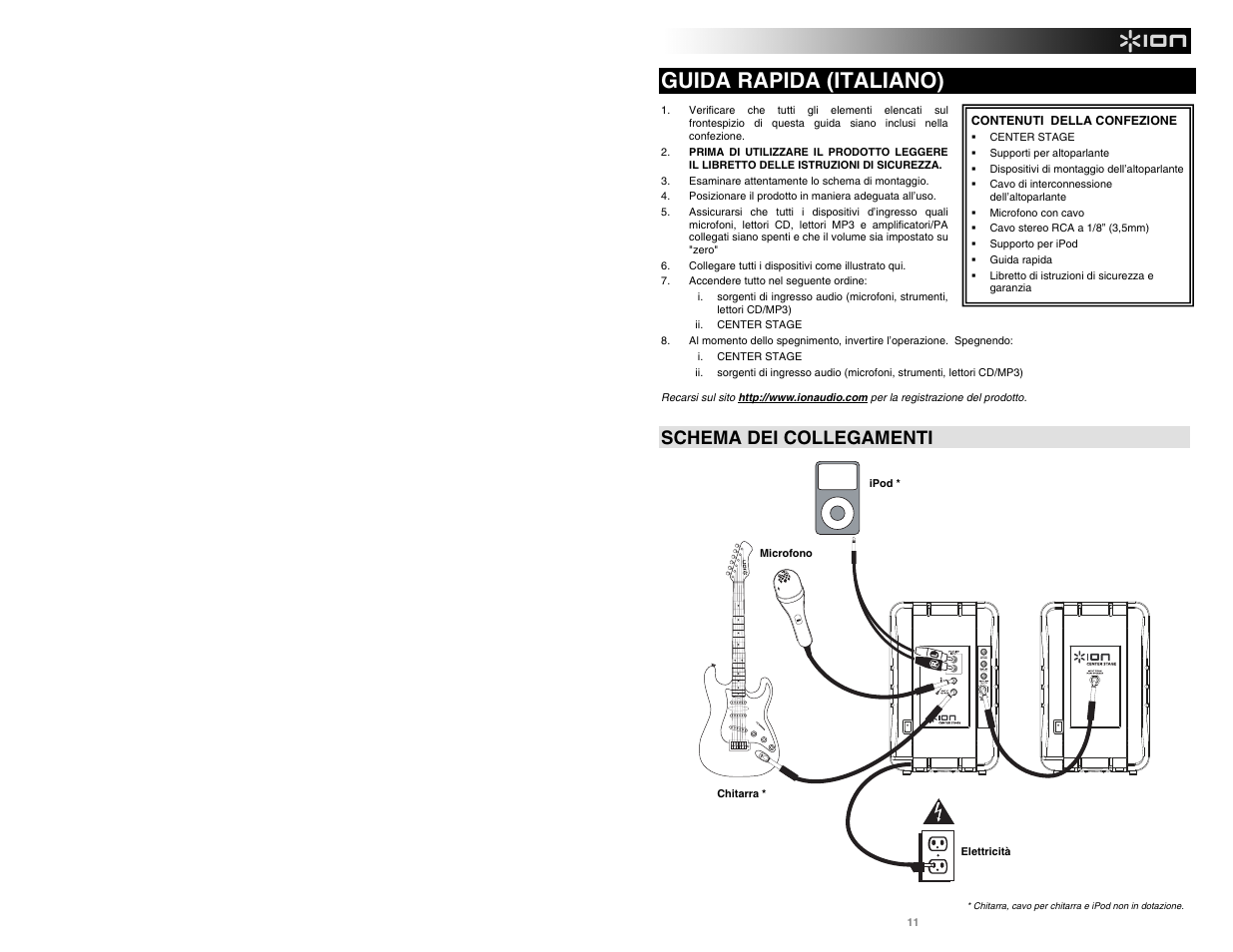 Guida rapida (italiano), Schema dei collegamenti | ION Audio Center Stage User Manual | Page 11 / 20