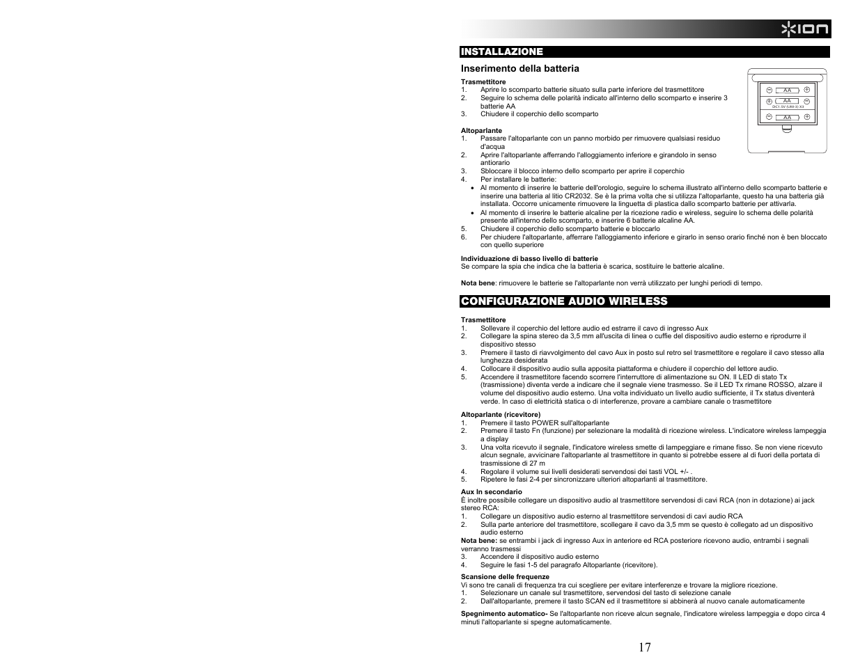 Configurazione audio wireless | ION Audio WATER ROCKER User Manual | Page 17 / 28