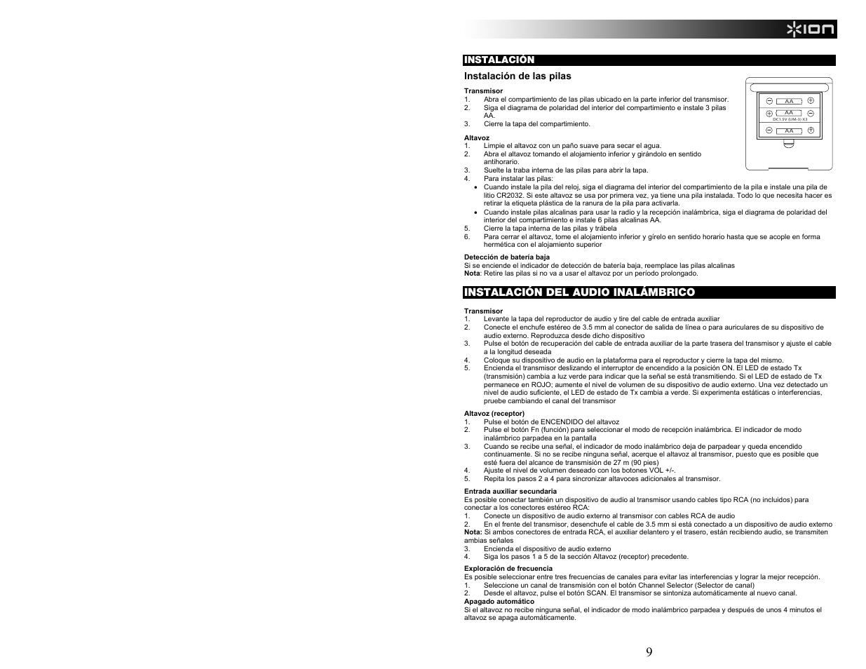 Instalación del audio inalámbrico | ION Audio WATER ROCKER User Manual | Page 9 / 28