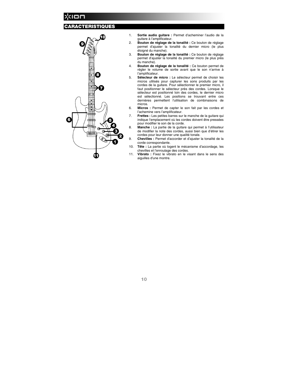 Caracteristiques | ION Audio Discover Guitar USB User Manual | Page 10 / 20