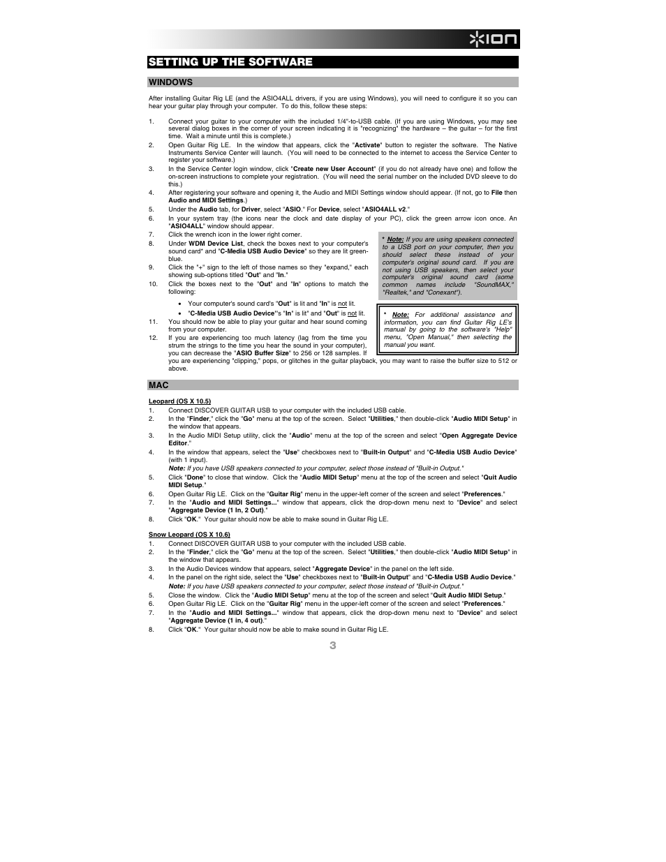 Setting up the software | ION Audio Discover Guitar USB User Manual | Page 3 / 20