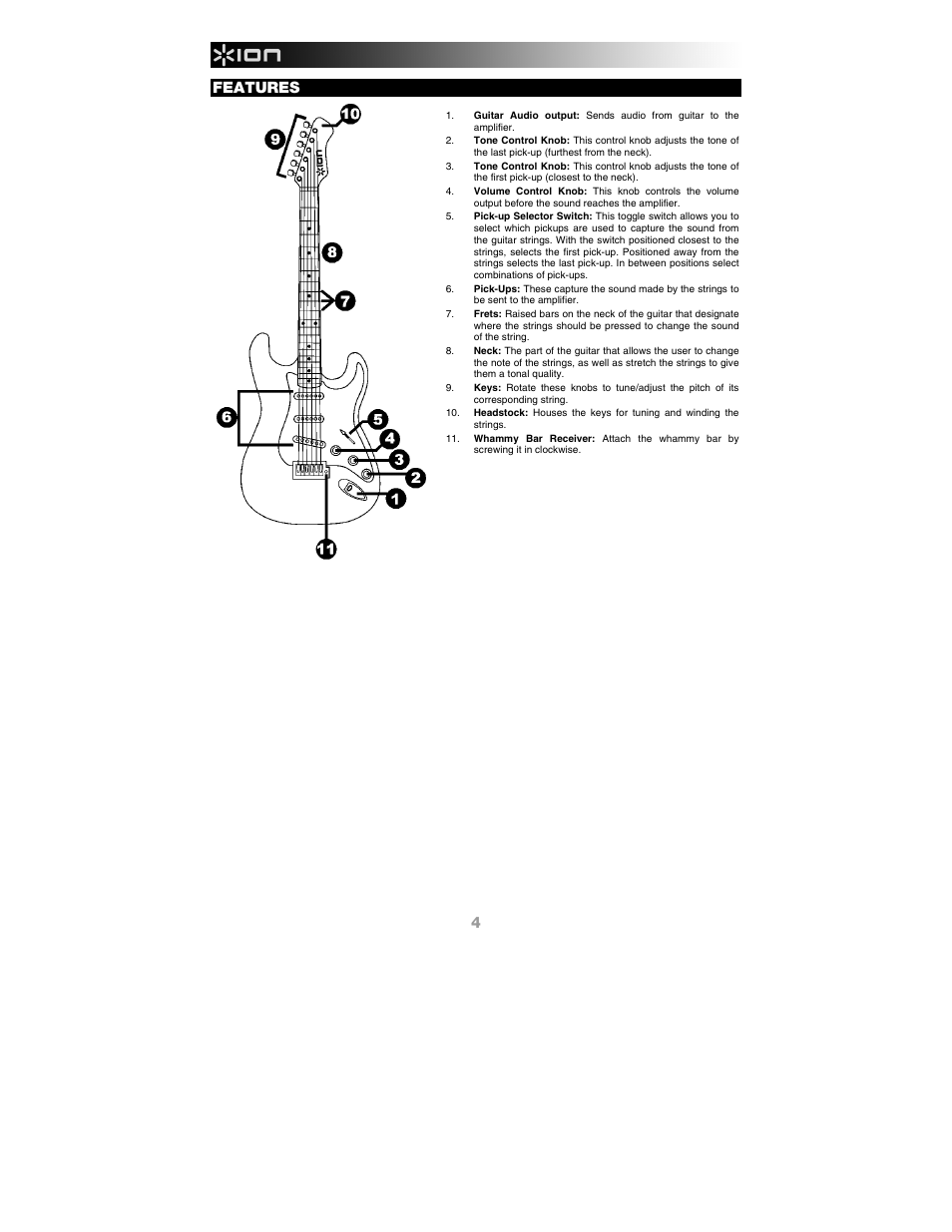 Features | ION Audio Discover Guitar USB User Manual | Page 4 / 20