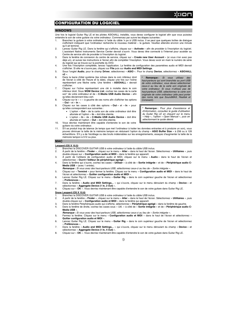 Configuration du logiciel | ION Audio Discover Guitar USB User Manual | Page 9 / 20