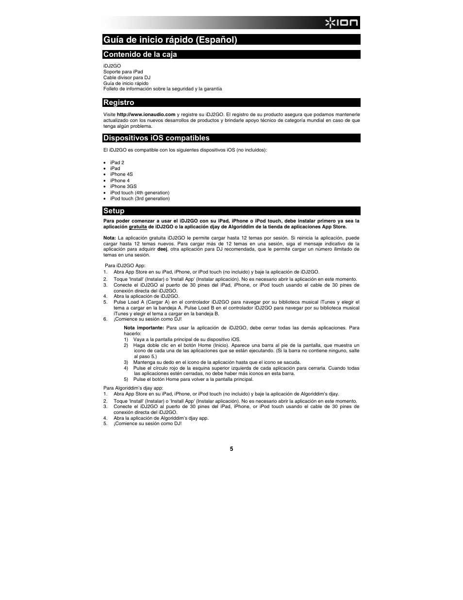 ION Audio iDJ 2 Go User Manual | Page 5 / 16